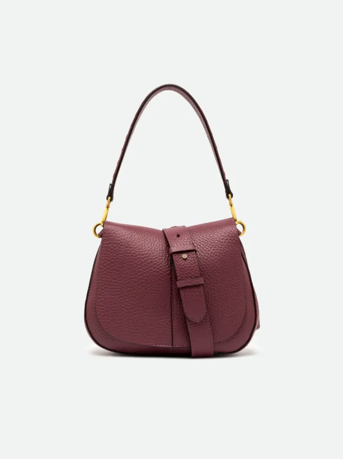 Borsa a Spalla Media con Tracolla Gianni Chiarini In Pelle Bordeaux art. Helena Round Antique Ruby, foto 1 di 4