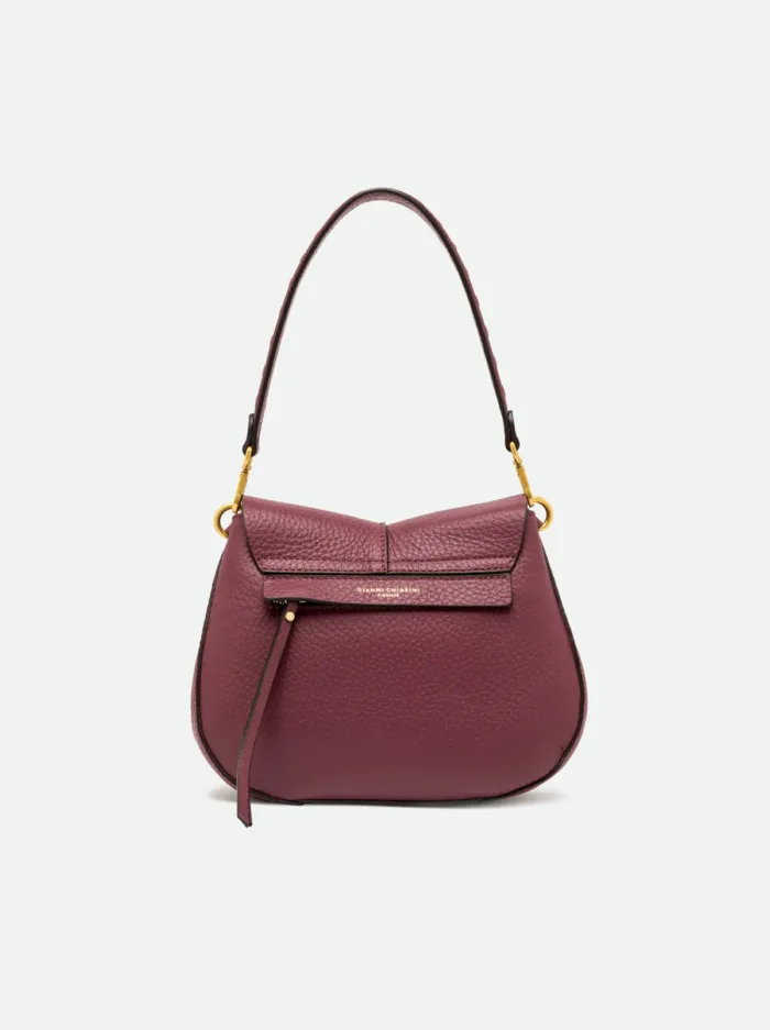 Borsa a Spalla Media con Tracolla Gianni Chiarini In Pelle Bordeaux art. Helena Round Antique Ruby, foto 2 di 4
