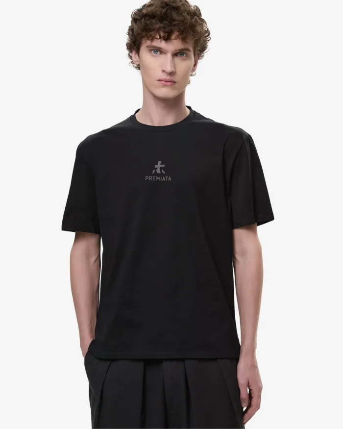 T-shirt nera in jersey con logo Premiata art. PA1017 Jersey Black, foto 2 di 2
