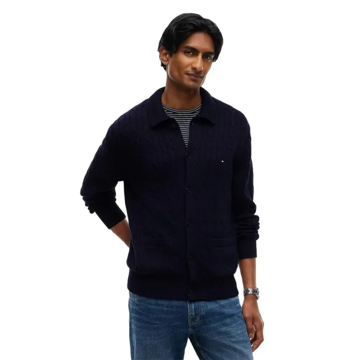 Cardigan Blouson Uomo in Cotone con Trecce Tommy Hilfiger Blu art. MW0MW44756 DW5, foto 2 di 3