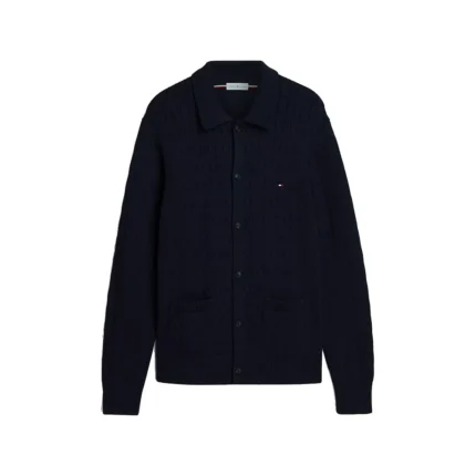 Cardigan Blouson Uomo in Cotone con Trecce Tommy Hilfiger Blu art. MW0MW44756 DW5