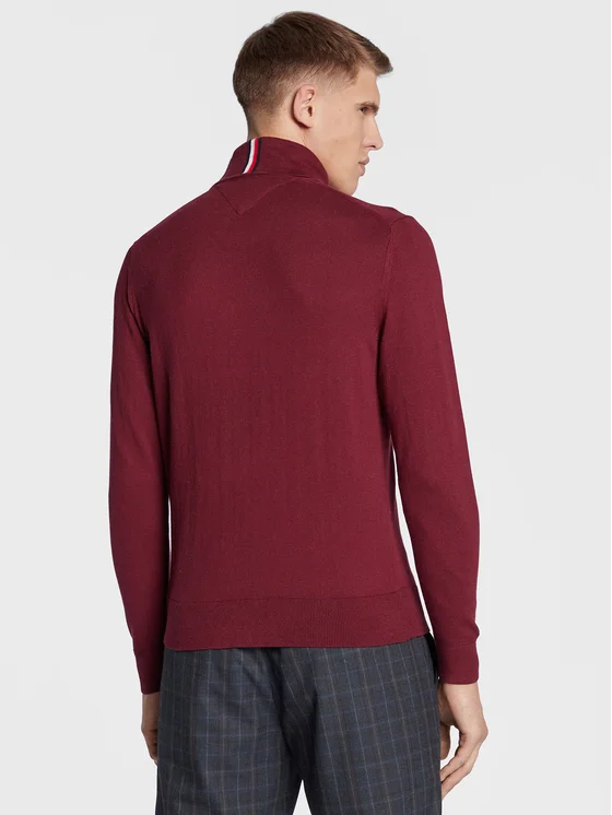 Maglione Dolcevita Uomo In Cotone e Cashmere Tommy Hilfiger Bordeaux art. MW0MW28048 VLP, foto 2 di 2