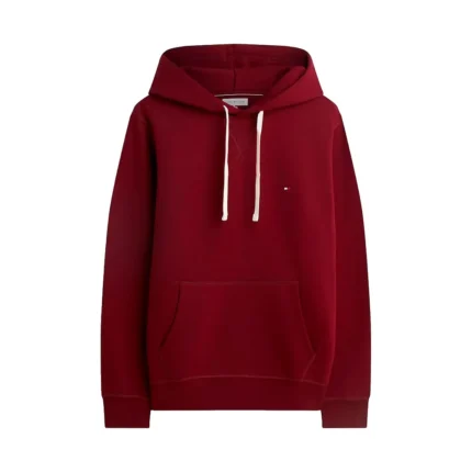 Felpa in Tessuto Bordeaux con Cappuccio e Lacci Uomo Tommy Hilfiger con Logo art. MW0MW39997 VLP