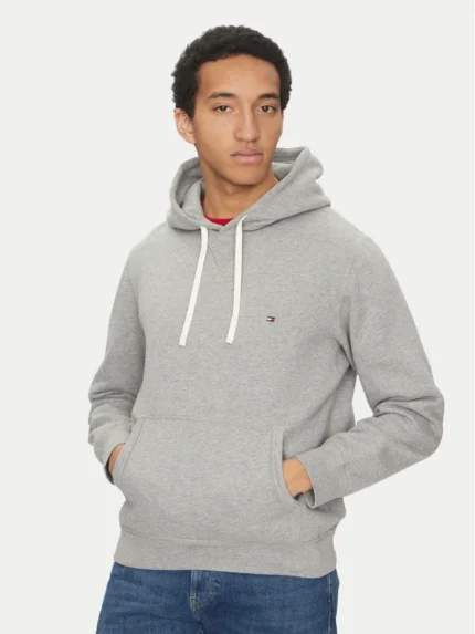 Felpa Grey Heather con Cappuccio e Lacci Uomo Tommy Hilfiger con Logo art. MW0MW37230 P91