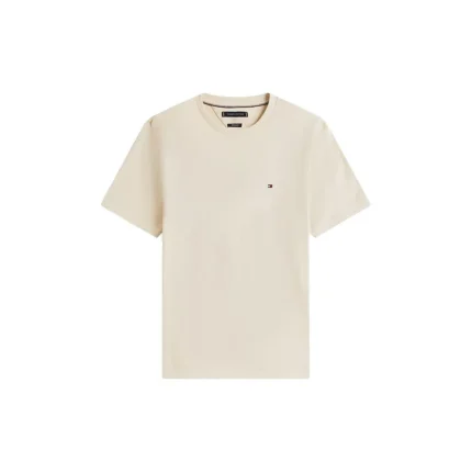 T-shirt regular fit in cotone Uomo Tommy Hilfiger Avorio con Bandierina ricamata art. MW0MW39995 Z00