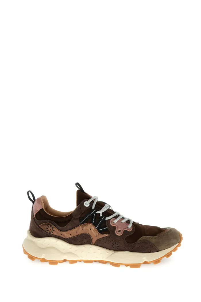 Sneakers Flower Mountain Donna in Camoscio Marrone e Nylon Bronzo art. Yamano 3 Uni 4D80 Brown Bronze, foto 3 di 4