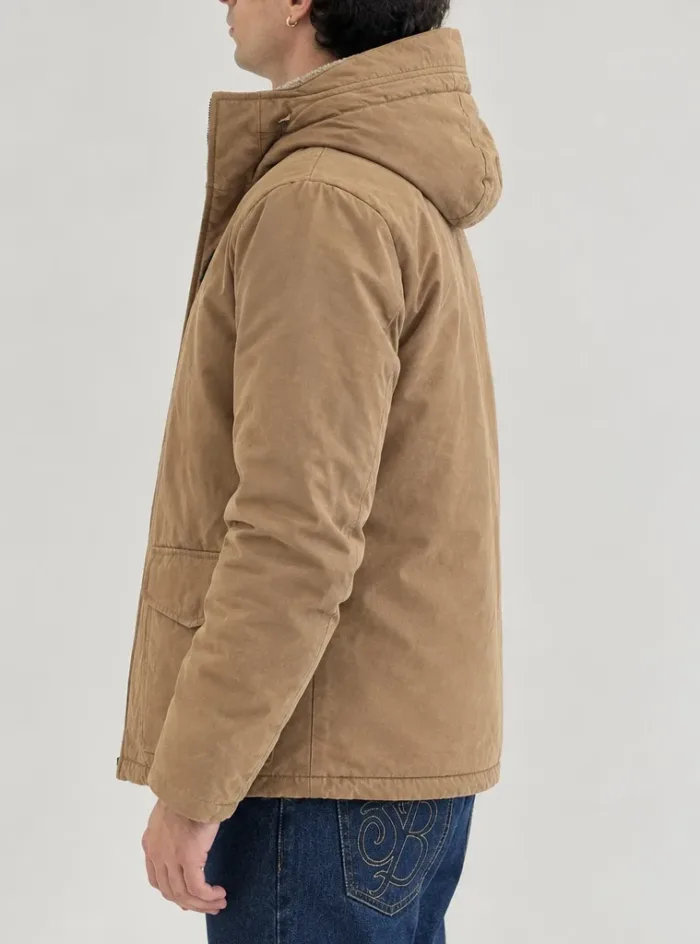 Giubbino con Cappuccio Uomo Mc2 Saint Barth In Cotone Cerato Beige e Pellicciotto Interno art. Edgar Wax 12 Kaki, foto 3 di 3
