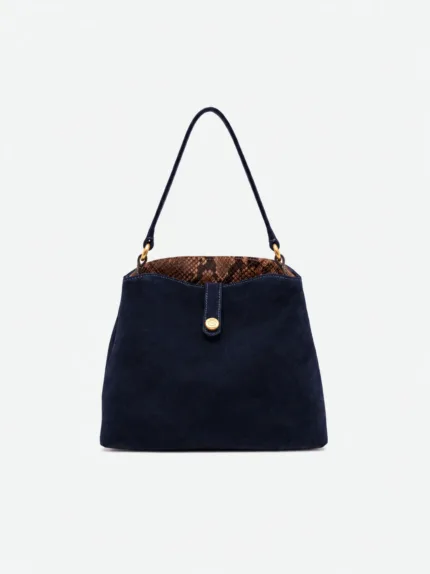 Borsa a a Spalla con Tracolla Gianni Chiarini In Camoscio Blu Interno Pitonato art. Fiona Notturno Espresso