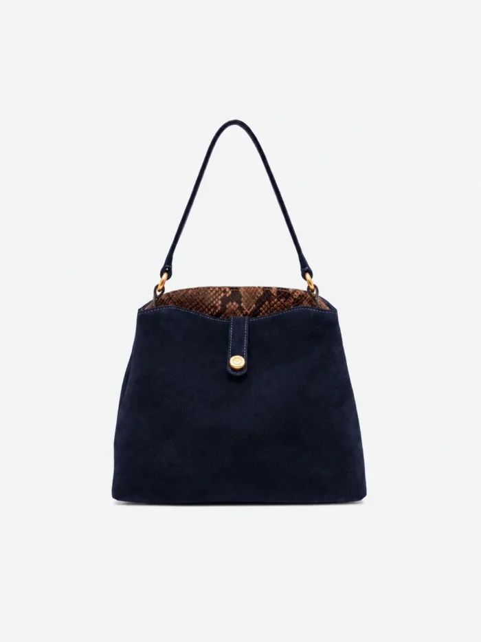 Borsa a a Spalla con Tracolla Gianni Chiarini In Camoscio Blu Interno Pitonato art. Fiona Notturno Espresso, foto 1 di 1