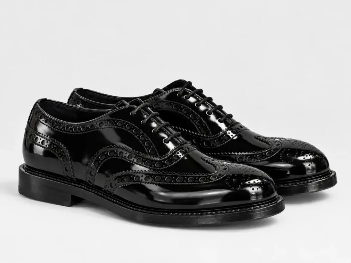 Stringata Brogue Premiata Uomo in Pelle Spazzolata Nera art. 32101 Binder Nero, foto 2 di 3