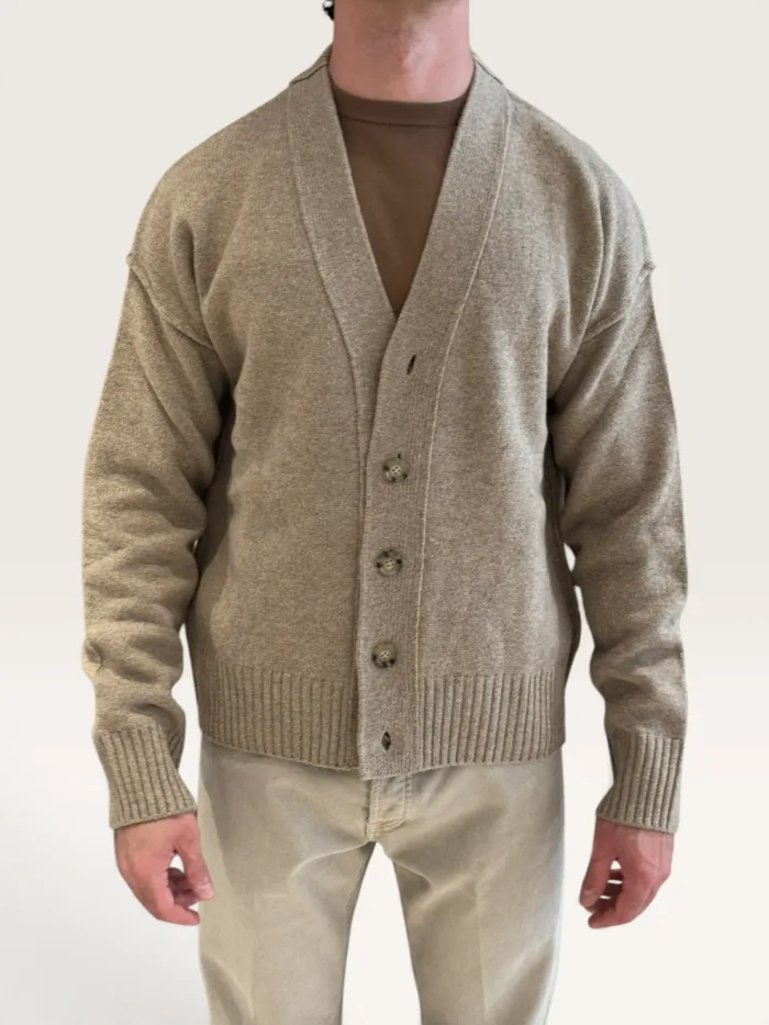 Maglia Cardigan Paolo Pecora Over Fit in Lana Merino a Costa Inglese Beige cod. 26I C1M0 A065 F004 2964, foto 1 di 3