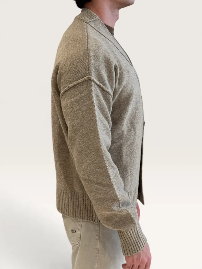 Maglia Cardigan Paolo Pecora Over Fit in Lana Merino a Costa Inglese Beige cod. 26I C1M0 A065 F004 2964, foto 2 di 3