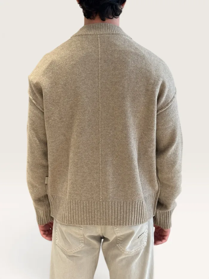 Maglia Cardigan Paolo Pecora Over Fit in Lana Merino a Costa Inglese Beige cod. 26I C1M0 A065 F004 2964, foto 3 di 3