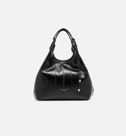 Borsa a Mano Media con Tracolla Gianni Chiarini In Pelle Stampa Anguilla Nero art. Dua Nero