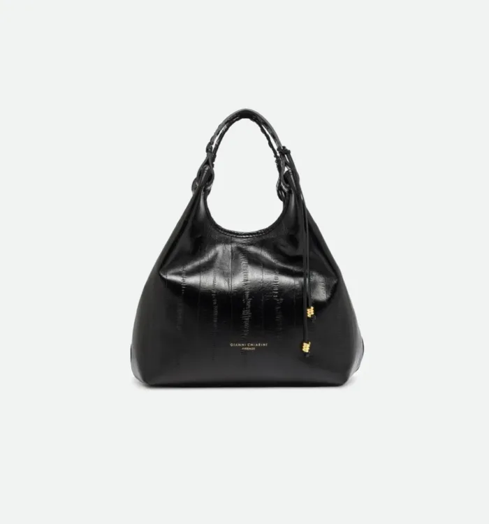 Borsa a Mano Media con Tracolla Gianni Chiarini In Pelle Stampa Anguilla Nero art. Dua Nero, foto 1 di 4