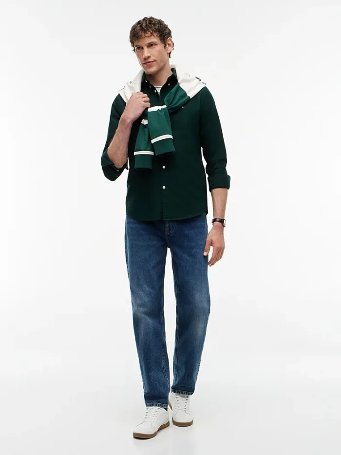 Camicia Uomo Tommy Hilfiger Flex button down regular fit in Cotone Verde cod. MW0MW35774 MBP, foto 2 di 4