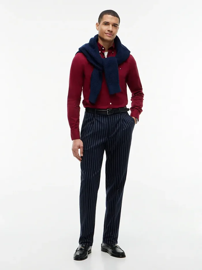 Camicia Uomo Tommy Hilfiger Flex button down regular fit in Cotone Bordeaux cod. MW0MW37550 VLP, foto 2 di 4
