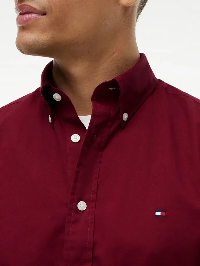 Camicia Uomo Tommy Hilfiger Flex button down regular fit in Cotone Bordeaux cod. MW0MW37550 VLP, foto 3 di 4