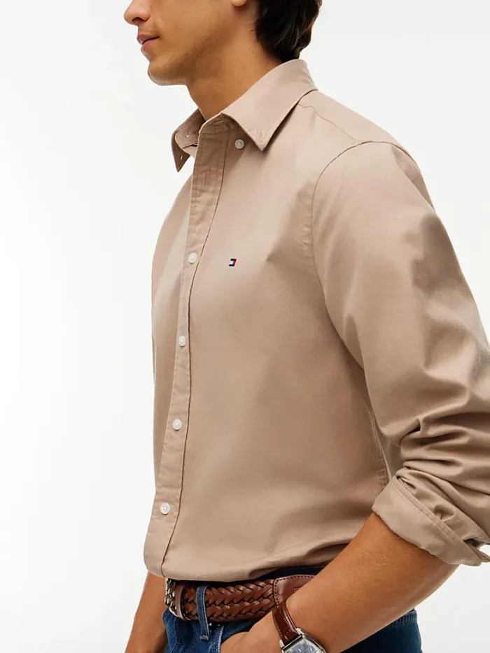 Camicia Uomo Tommy Hilfiger Flex regular fit in Caldo Cotone Beige cod. MW0MW35774 0F6, foto 3 di 4