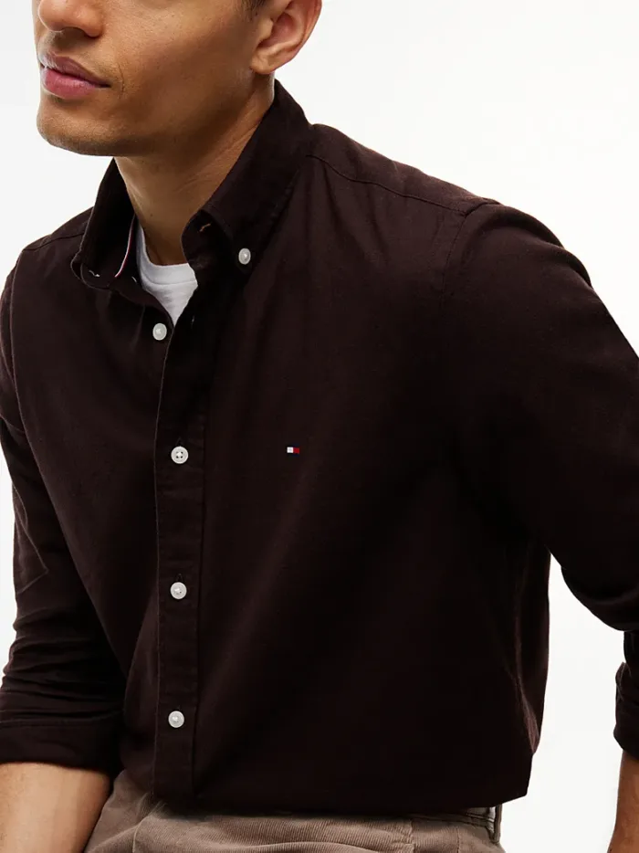 Camicia Uomo Tommy Hilfiger Flex regular fit in flanella Cioccolato cod. MW0MW40469 HJT, foto 3 di 4