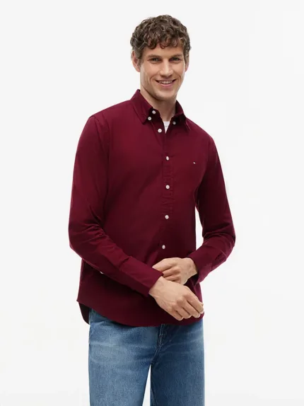 Camicia Uomo Tommy Hilfiger Flex regular fit in flanella Bordeaux cod. MW0MW40469 VLP