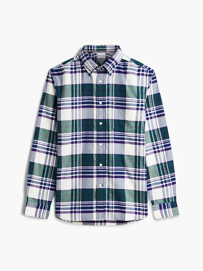 Camicia Uomo Tommy Hilfiger Flex regular fit in flanella a quadri tartan Verde cod. MW0MW44592 0N1, foto 5 di 5