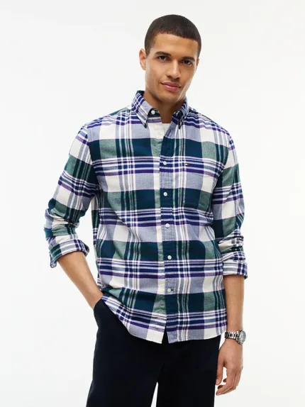 Camicia Uomo Tommy Hilfiger Flex regular fit in flanella a quadri tartan Verde cod. MW0MW44592 0N1