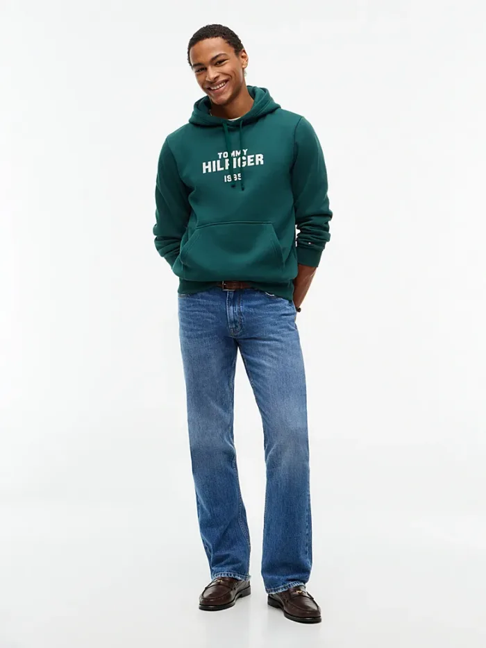 Felpa Uomo Tommy Hilfiger con cappuccio e logo ricamato Verde cod. MW0MW44937 L6K, foto 2 di 5