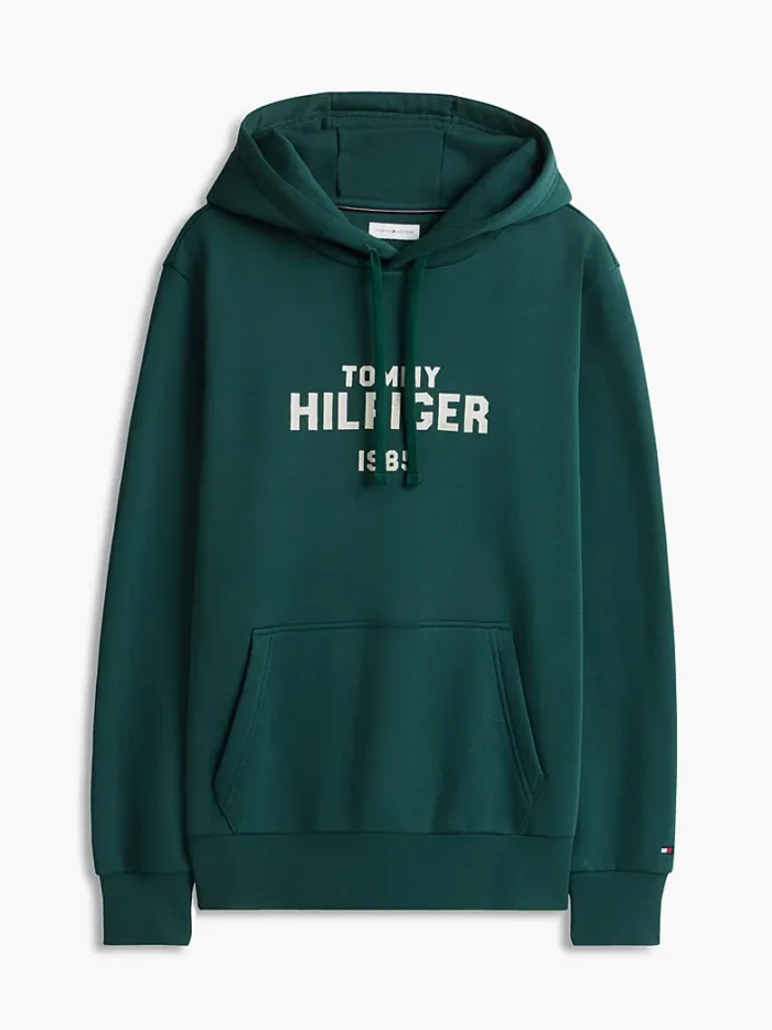 Felpa Uomo Tommy Hilfiger con cappuccio e logo ricamato Verde cod. MW0MW44937 L6K, foto 5 di 5