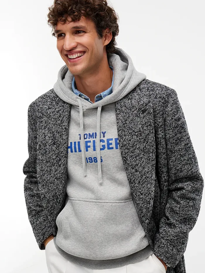 Felpa Uomo Tommy Hilfiger con cappuccio e logo ricamato Grigia cod. MW0MW44937 P01, foto 4 di 5