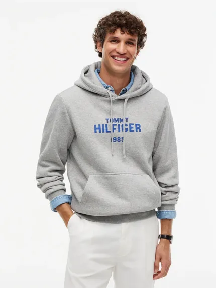 Felpa Uomo Tommy Hilfiger con cappuccio e logo ricamato Grigia cod. MW0MW44937 P01