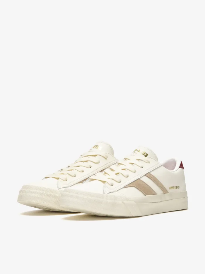 Sneakers PRO-KEDS 1949 Donna In Pelle Bianca e Beige art. Royal Classic Cream/Beige, foto 2 di 5