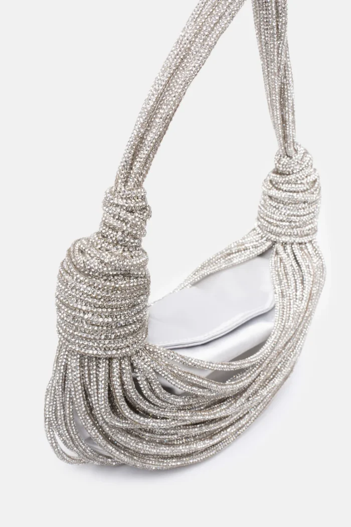 Borsa a Mano Twentyfourhaitch in Fili di Strass Argento art. Tome Arg, foto 2 di 3