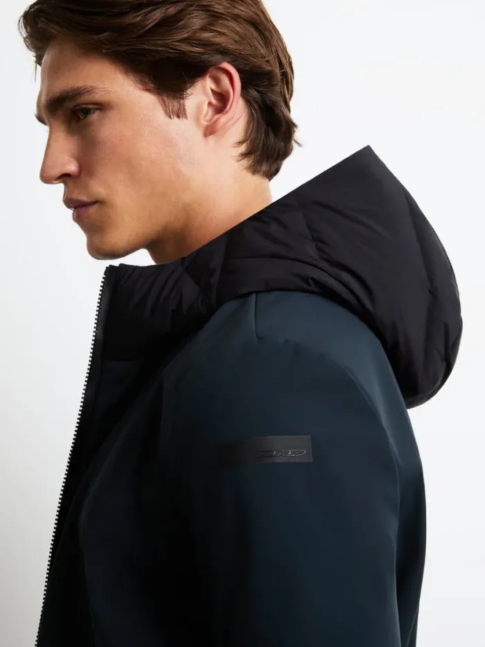 Giubbino Corto Uomo RRD Montecristo Thermo Duck Hood Zip Soft Jacket Blu Art. W26184 Col 60, foto 5 di 5
