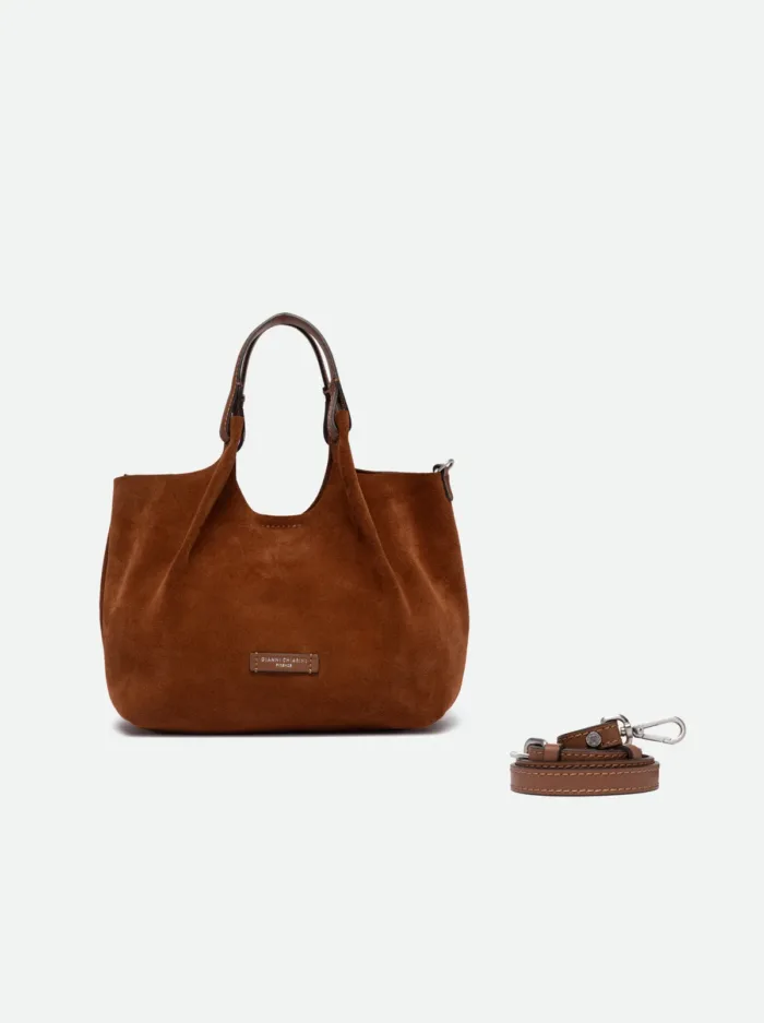 Borsa a Mano Media con Tracolla Gianni Chiarini In Camoscio Cognac art. Dua Cognac, foto 2 di 4