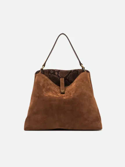 Borsa a a Spalla con Tracolla Gianni Chiarini In Camoscio Cuoio Interno Pitonato art. Fiona Cognac