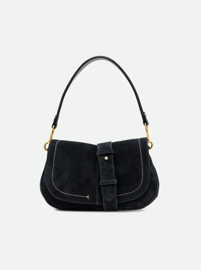 Borsa a Spalla Media con Tracolla Gianni Chiarini In Pelle Scamosciata Blu art. Helena Round Notturno, foto 1 di 5