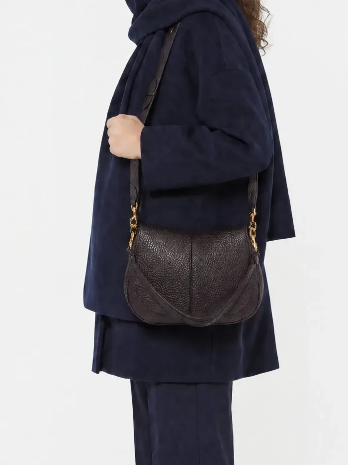 Borsa a Spalla Media con Tracolla Gianni Chiarini In Pelle Testa di Moro art. Helena Round Espresso, foto 2 di 5