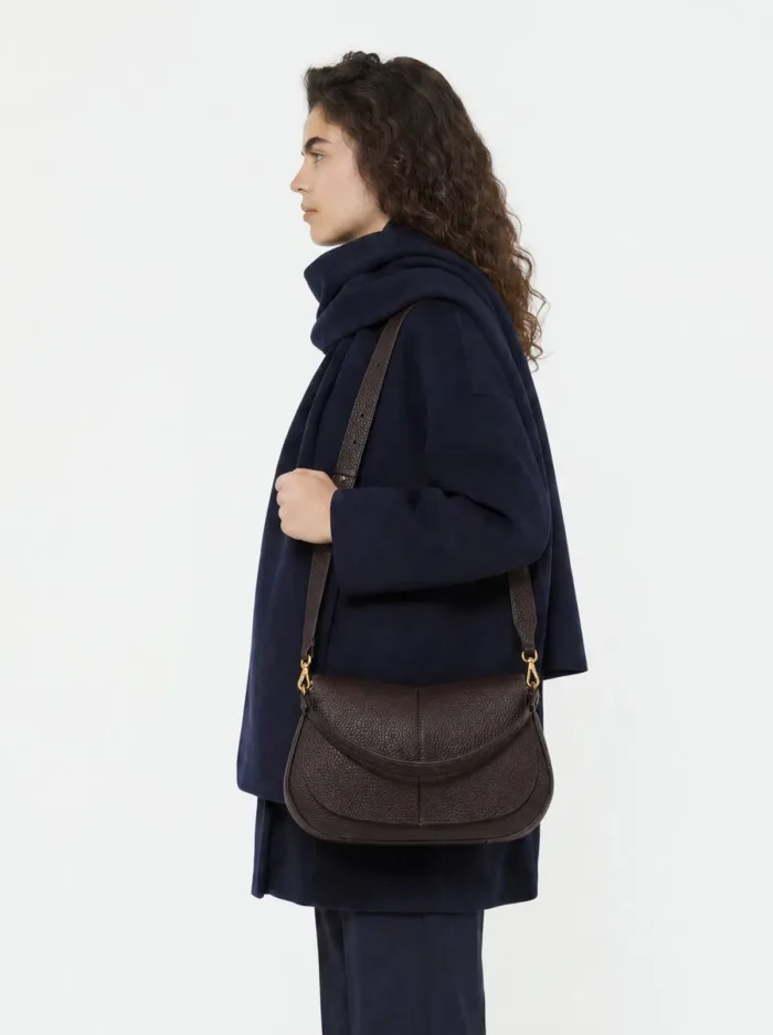 Borsa a Spalla Grande con Tracolla Gianni Chiarini In Pelle Testa di Moro art. Helena Round Espresso, foto 2 di 5