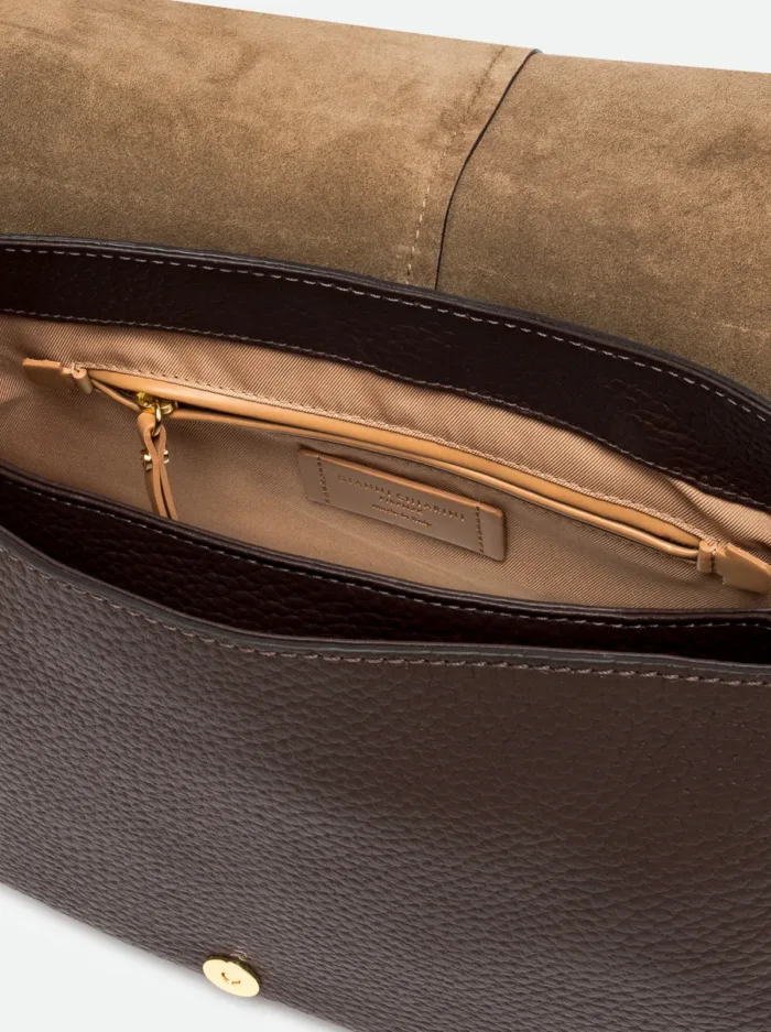 Borsa a Spalla Grande con Tracolla Gianni Chiarini In Pelle Testa di Moro art. Helena Round Espresso, foto 5 di 5