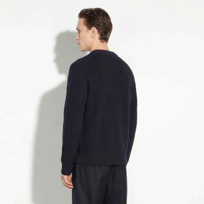 Maglia Cardigan Paolo Pecora Over Fit in Lana Merino a Costa Inglese Blu cod. 26I C1M0 A065 F004 6462, foto 4 di 5