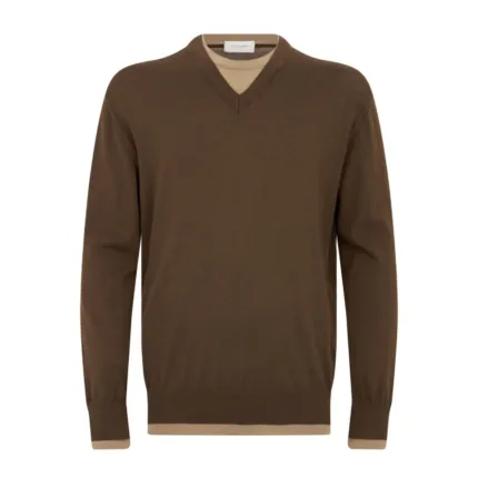 Maglia Paolo Pecora Girocollo Loose Fit in Lana Merino Extrafine Ebano e Bianco cod. 26I C1M0 A019 F001 U211