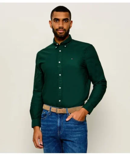 Camicia Uomo Tommy Hilfiger Flex regular fit in flanella Verde cod. MW0MW40469 L6K